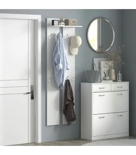 Perchero para Recibidor de Pared con 8 Ganchos y Estante para Entrada Pasillo 55x21,3x170 cm Blanco