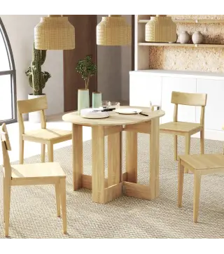 Mesa de Cocina Plegable con 2 Alas Abatibles Mesa Plegable para 2-4 Personas 104x76x73,7 cm Roble