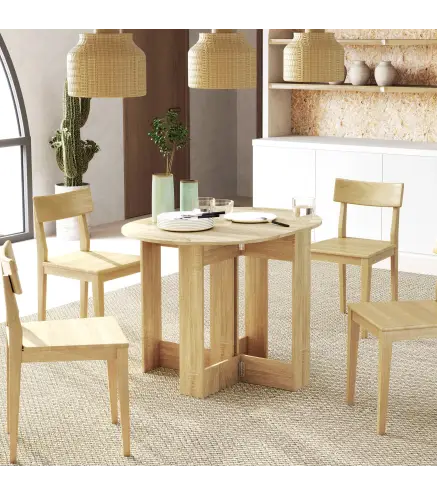 Mesa de Cocina Plegable con 2 Alas Abatibles Mesa Plegable para 2-4 Personas 104x76x73,7 cm Roble