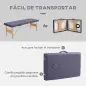 Camilla de Masaje Plegable con Marco de Madera con Altura Regulable y Bolsa de Transporte 186x60x61-87 cm Púrpura