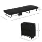 Cama Abatible 184x65 cm con Cabecera Ajustable Ruedas Universales y Estructura de Metal Carga Máx. 120 kg Negro