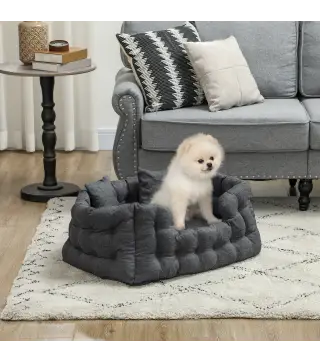 Cama para Mascotas con 2 Almohadas Colchón para Perros Antideslizante con Funda Extraíble y Lavable 70x50x30 cm Gris