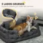 Cama para Mascotas con 2 Almohadas Colchón para Perros Antideslizante con Funda Extraíble y Lavable 110x70x35 cm Gris