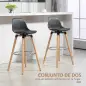 Juego de 2 Taburetes Altos de Cocina 69 cm Tapizado en PU con Respaldo Patas de Madera para Comedor Negro