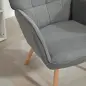 Butaca de Dormitorio con Respaldo Alto Reposabrazos Tela de Lino y Patas de Madera para Sala de Estar 71x76x101 cm Gris