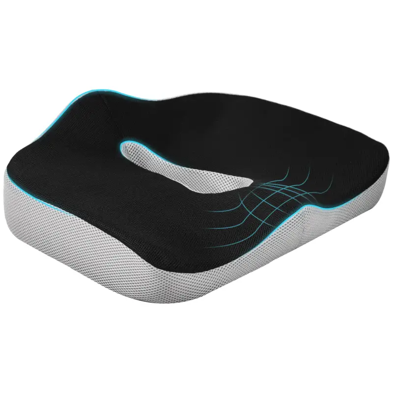 Cojín de Asiento de Espuma Viscoelástica con Base Antideslizante para Silla de Comedor Silla de Ruedas Negro