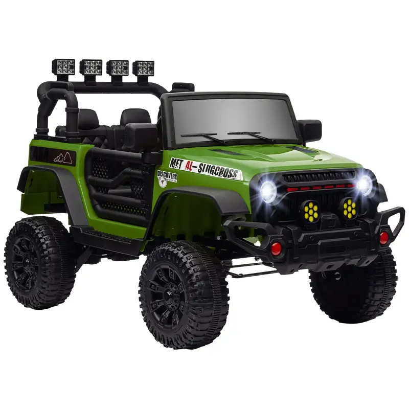 Coche Eléctrico para Niños de +3 Años con Batería 12V Mando a Distancia Faros LED Bocina Música Verde Coche Eléctrico para Niños de +3 Años con Batería 12V Mando a Distancia Faros LED Bocina Música Verde