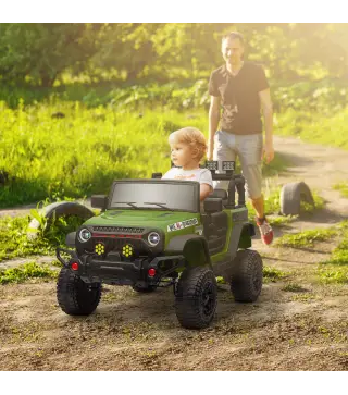 Coche Eléctrico para Niños de +3 Años con Batería 12V Mando a Distancia Faros LED Bocina Música Verde