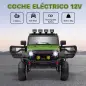 Coche Eléctrico para Niños de +3 Años con Batería 12V Mando a Distancia Faros LED Bocina Música Verde