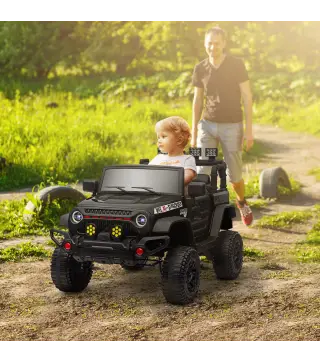 Coche Eléctrico para Niños de +3 Años con Batería 12V Mando a Distancia Faros LED Bocina Música Negro