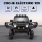 Coche Eléctrico para Niños de +3 Años con Batería 12V Mando a Distancia Faros LED Bocina Música Negro