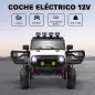 Coche Eléctrico para Niños de +3 Años con Batería 12V Mando a Distancia Faros LED Bocina Música Blanco