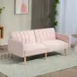 Sofá Cama de 3 Plazas Rosa Pastel Tapizado en Lino Sintético con Respaldo Ajustable y Reposabrazos Desmontables 173x75x73 cm Ros