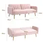 Sofá Cama de 3 Plazas Rosa Pastel Tapizado en Lino Sintético con Respaldo Ajustable y Reposabrazos Desmontables 173x75x73 cm Ros