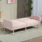 Sofá Cama de 3 Plazas Rosa Pastel Tapizado en Lino Sintético con Respaldo Ajustable y Reposabrazos Desmontables 173x75x73 cm Ros