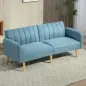 Sofá Cama de 3 Plazas Azul Polvo Tapizado en Lino Sintético con Respaldo Ajustable y Reposabrazos Desmontables 173x75x73 cm Azul