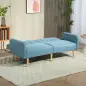 Sofá Cama de 3 Plazas Azul Polvo Tapizado en Lino Sintético con Respaldo Ajustable y Reposabrazos Desmontables 173x75x73 cm Azul