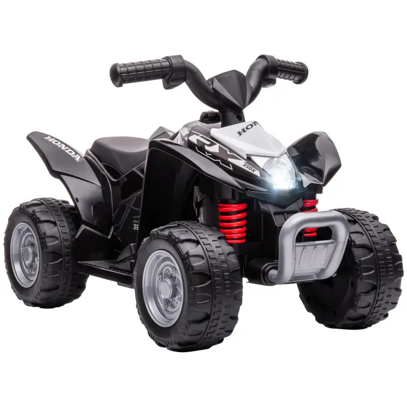 Quad Eléctrico HONDA para Niños 18-36 Meses Vehículo Eléctrico a Batería con Faros LED Bocina 65,5x38,5x43,5cm Negro