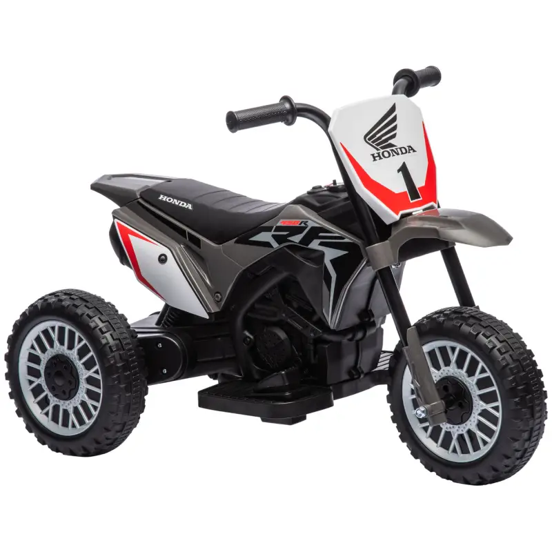 Moto Eléctrica Infantil con Licencia Honda CRF450RL con Velocidad 3 km/h Bocina Sonido de Arranque 71x40,5x43,5 cm Gris