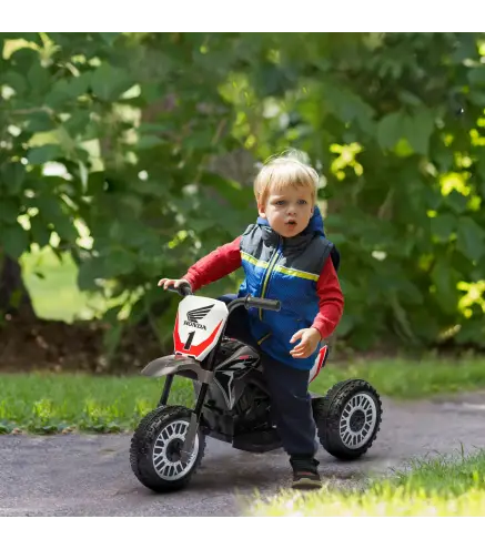 Moto Eléctrica Infantil con Licencia Honda CRF450RL con Velocidad 3 km/h Bocina Sonido de Arranque 71x40,5x43,5 cm Gris