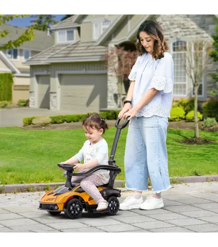 2 en 1 Coche Correpasillos para Niños 12-36 Meses Lamborghini Essenza SCV12 con Bocina Mango de Empuje Naranja y Negro