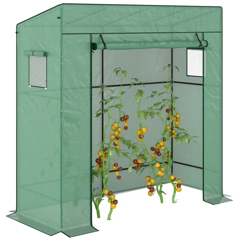 Invernadero de Exterior con Ventanas de Malla y Puerta con Cremallera para Cultivar Plantas Flores 196x77x197 cm Verde