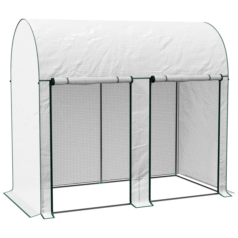 Invernadero de Exterior con Doble Puerta con Cremallera y Cubierta de PE para Cultivar Plantas 200x100x178 cm Blanco