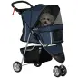 Carrito para Perros Pequeños con Cesta de Almacenaje Ventanas de Malla y 2 Ruedas Universales 75x45x97 cm Azul Oscuro