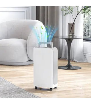 Deshumidificador 12L/día Depósito de Agua 0,8L con Ruedas Temporizador de 24 Horas Pantalla Digital de Humedad Blanco