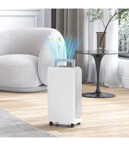 Deshumidificador 12L/día Depósito de Agua 0,8L con Ruedas Temporizador de 24 Horas Pantalla Digital de Humedad Blanco