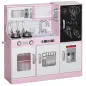 Cocina para Niños de +3 Años con Accesorios para Cocinar Pizarra Máquina de Hielo y Teléfono 83,8x26,8x81 cm Rosa