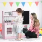 Cocina para Niños de +3 Años con Accesorios para Cocinar Pizarra Máquina de Hielo y Teléfono 83,8x26,8x81 cm Rosa