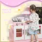 Cocina para Niños de +3 Años con Accesorios para Cocinar Pizarra Máquina de Hielo y Teléfono 83,8x26,8x81 cm Rosa