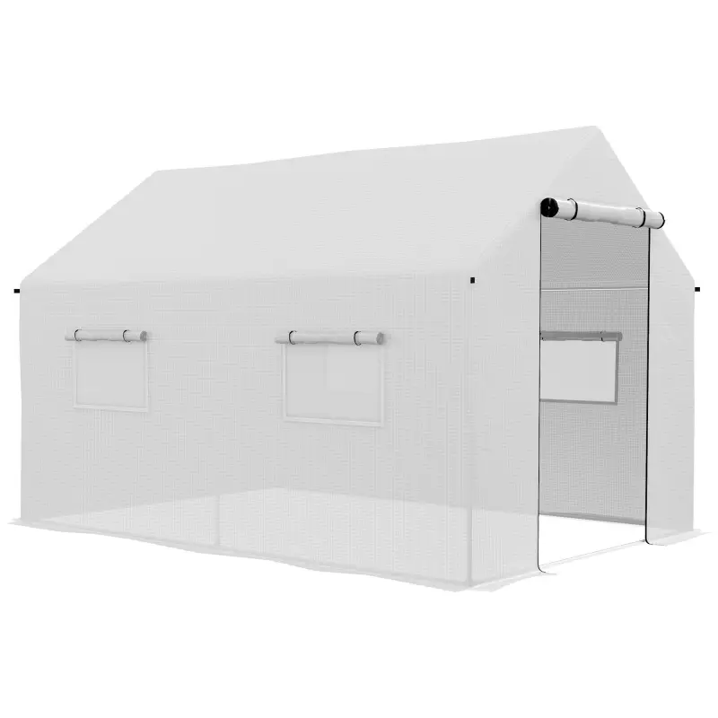 Invernadero de Túnel 2x3x2 m con 4 Ventanas de Malla y Puerta con Cremallera Invernadero de Huerto para Jardín Blanco
