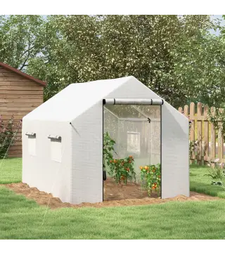 Invernadero de Túnel 2x3x2 m con 4 Ventanas de Malla y Puerta con Cremallera Invernadero de Huerto para Jardín Blanco