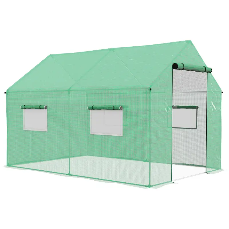 Invernadero de Túnel 2x3x2 m con 4 Ventanas de Malla y Puerta con Cremallera Invernadero de Huerto para Jardín Verde Invernadero de Túnel 2x3x2 m con 4 Ventanas de Malla y Puerta con Cremallera Invernadero de Huerto para Jardín Verde