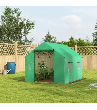 Invernadero de Túnel 2x3x2 m con 4 Ventanas de Malla y Puerta con Cremallera Invernadero de Huerto para Jardín Verde