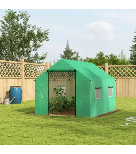 Invernadero de Túnel 2x3x2 m con 4 Ventanas de Malla y Puerta con Cremallera Invernadero de Huerto para Jardín Verde