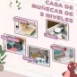Casa de Muñecas con Muebles y Accesorios con Balcón 2 Pisos Juguete para Niños y Niñas a Partir de 3 Años Multicolor
