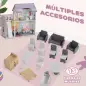 Casa de Muñecas con Muebles y Accesorios con Balcón 2 Pisos Juguete para Niños y Niñas a Partir de 3 Años Multicolor