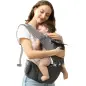 Mochila Portabebés de Recién Nacido hasta 36 Meses con Asiento Extraíble Cinturón Ajustable y Bolsillo Carga 15 kg Gris