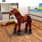 Caballo de Juguete para Niños de +2 Años con Ruedas Sonidos y Estructura de Metal Carga 60kg 65x28x75 cm Marrón