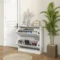 Zapatero de Entrada Recibidor con 2 Cajones Abatibles y Estantes Ajustables para 16 Pares de Zapatos 81,5x25x83cm Blanco