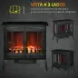 Chimenea Decorativa 1000 W/2000 W con Ventanas LED Llamas y Protección Sobrecalentamiento para 15-20 ㎡ Negro