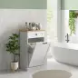 Armario de Baño con Cajón Cesto para la Ropa y Diseño Anti-vuelco Mueble de Baño Moderno 52x33x90 cm Blanco