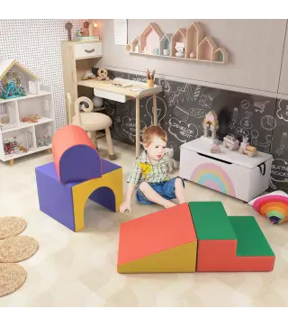 Juego de 4 Bloques Psicomotricidad para Niños de 1-3 Años Tapizado en PU 150x50x39 cm Multicolor