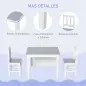 Mesa Infantil con 2 Sillas y Banco Juego de Muebles para Actividades para Niños de +3 Años para Dormitorio Gris y Blanco