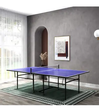 Mesa de Ping-Pong Plegable con 4 Ruedas Red 2 Palas y 3 Pelotas para Interior y Exterior 274x152,5x75,5 cm Azul