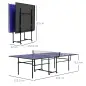 Mesa de Ping-Pong Plegable con 4 Ruedas Red 2 Palas y 3 Pelotas para Interior y Exterior 274x152,5x75,5 cm Azul