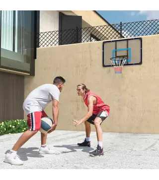 Canasta de Baloncesto de Pared Aro de Baloncesto para Exterior 113x61x73 cm Azul y Negro